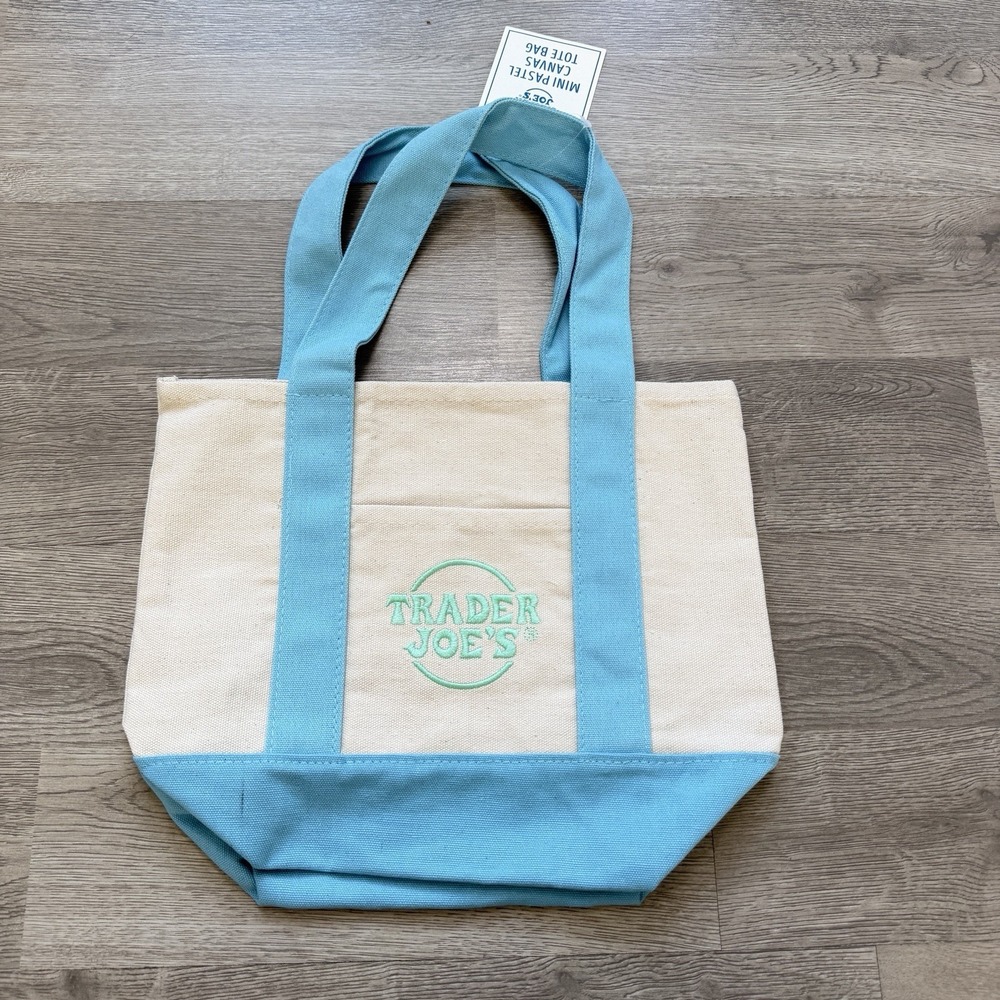 Trader Joe's Pastel Canvas Mini Tote Bag Set - ALL 4 - Easter / Spring Edition - Picture 3 of 5